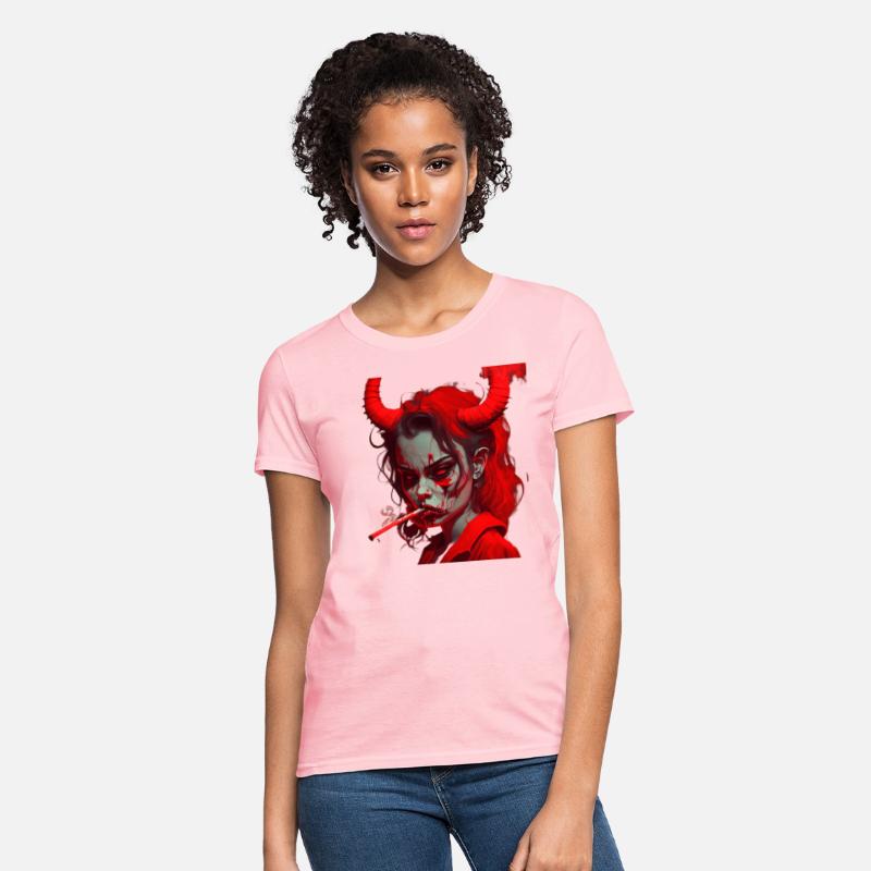 red devil girl smokes a cigarettе