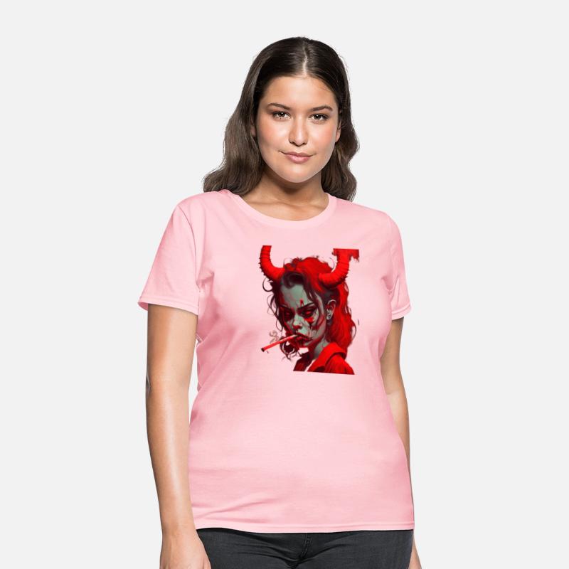 red devil girl smokes a cigarettе