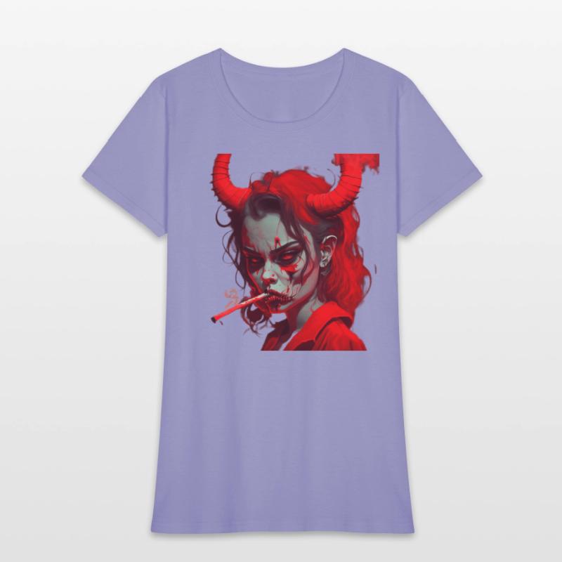 red devil girl smokes a cigarettе