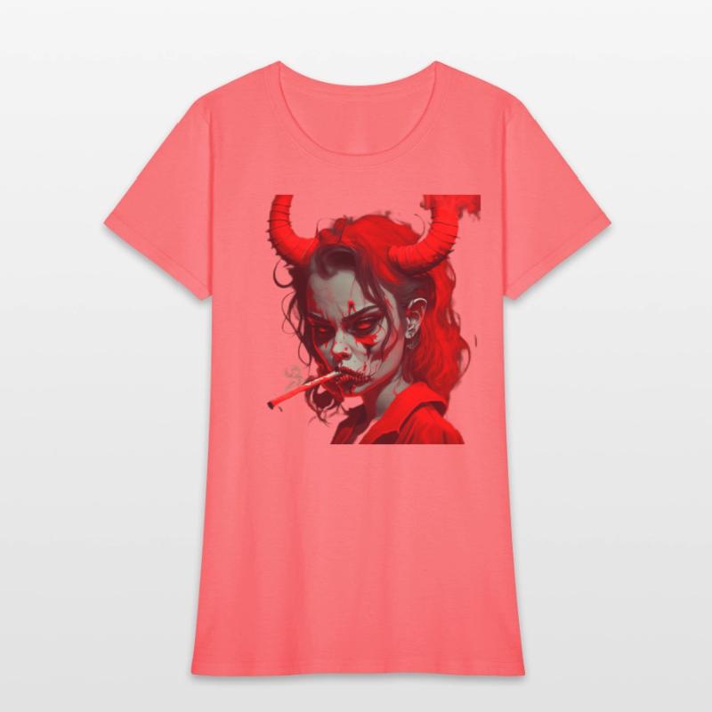 red devil girl smokes a cigarettе