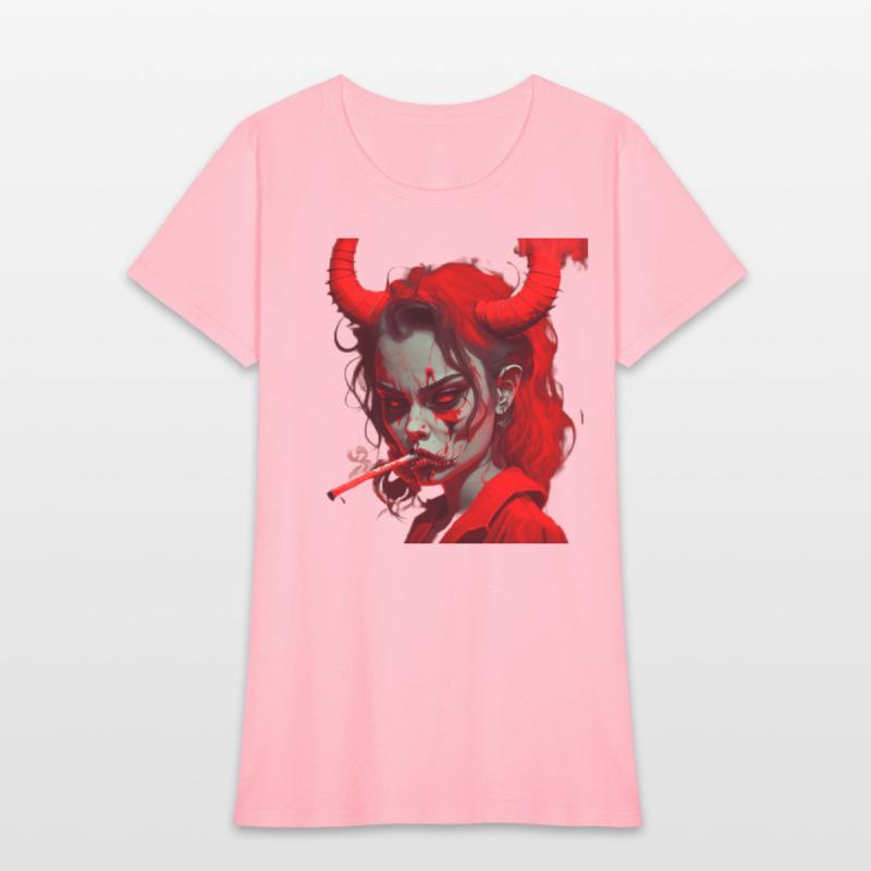 red devil girl smokes a cigarettе