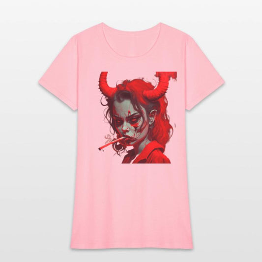 red devil girl smokes a cigarettе