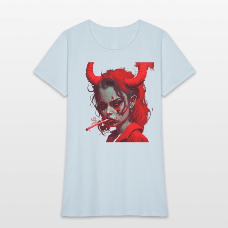 red devil girl smokes a cigarettе