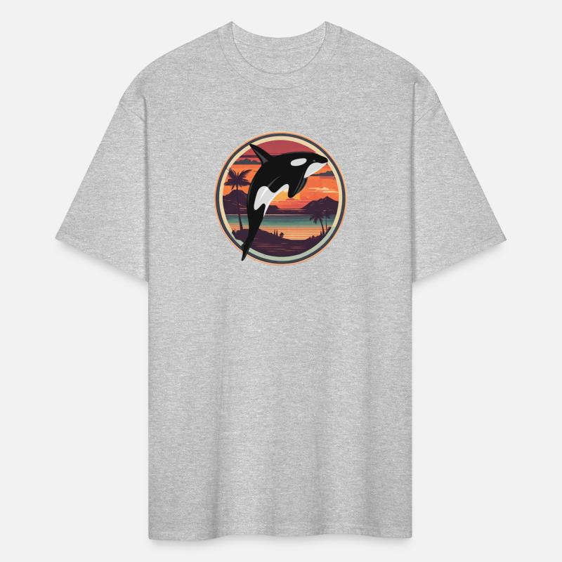 Retro Killer Whale Sunset Ocean