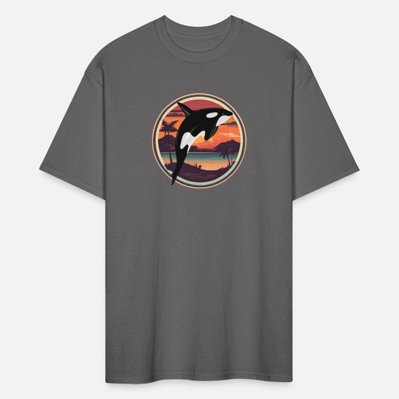 Retro Killer Whale Sunset Ocean