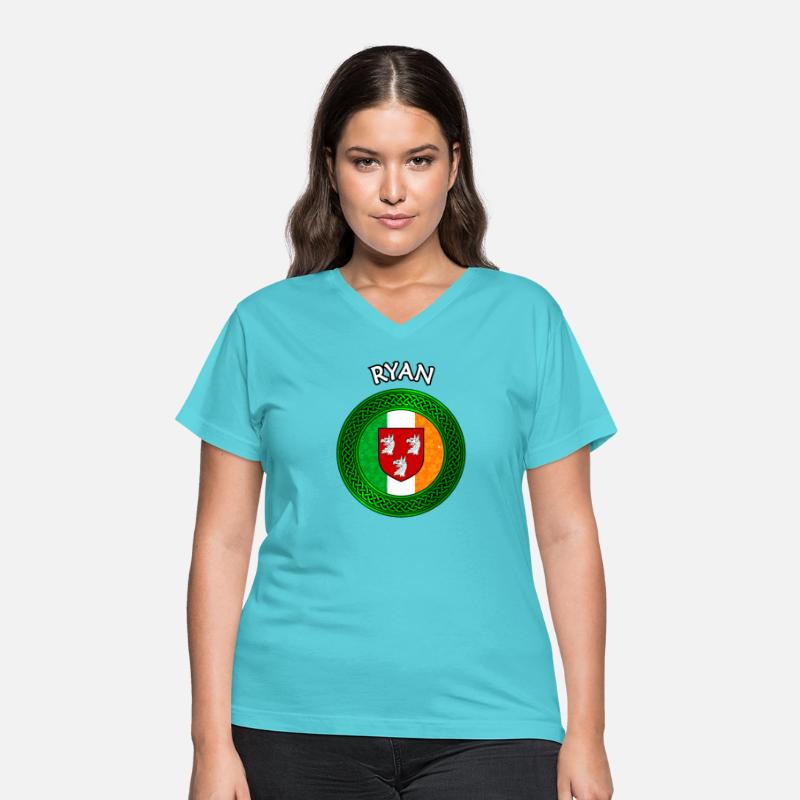 Ryan Coat of Arms on Shamrock Irish Flag