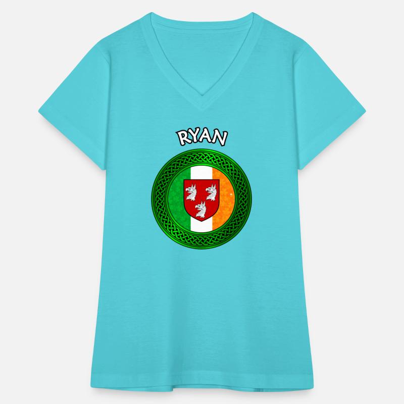 Ryan Coat of Arms on Shamrock Irish Flag