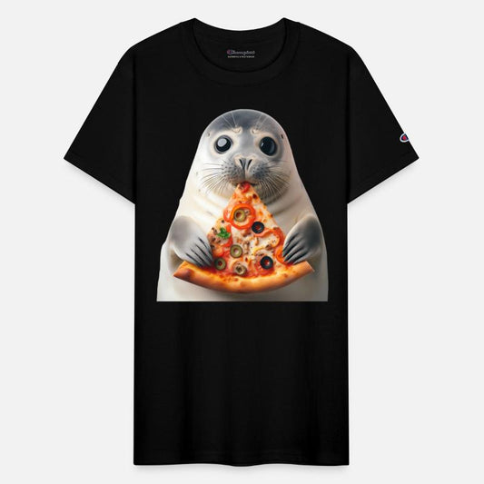 Seerobbe enjoys pizza