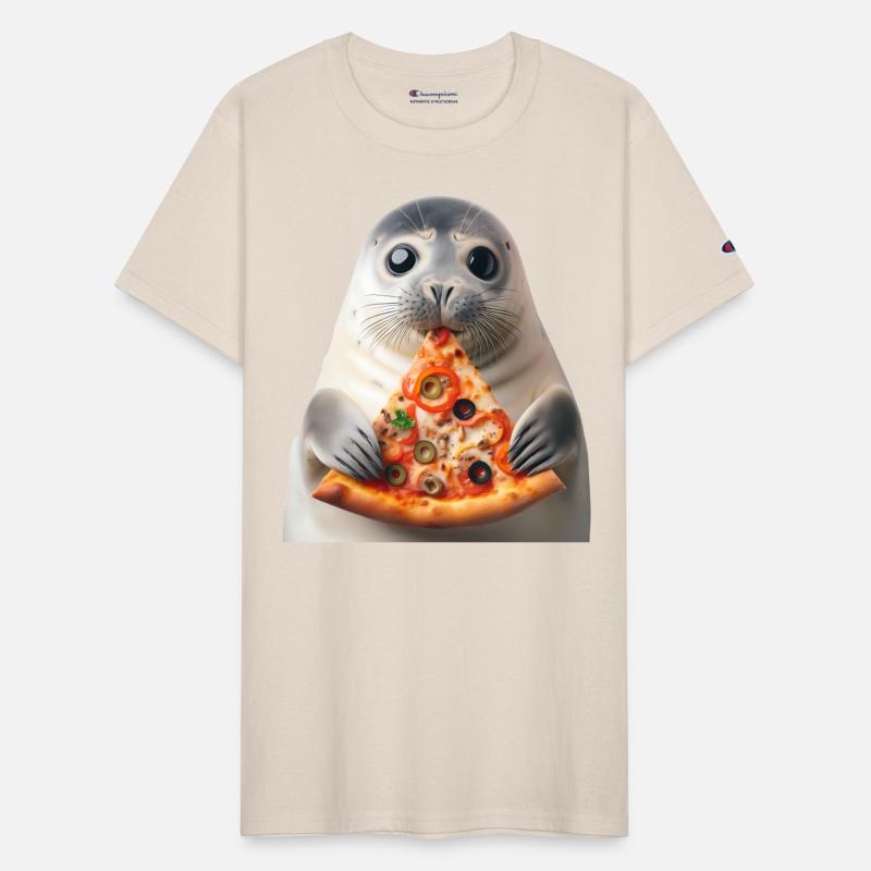 Seerobbe enjoys pizza