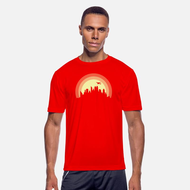 Skyline with Airplane Building City Silhouette