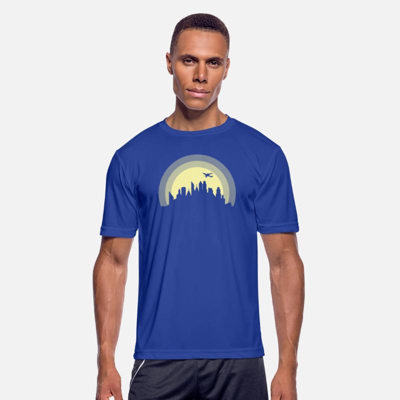 Skyline with Airplane Building City Silhouette