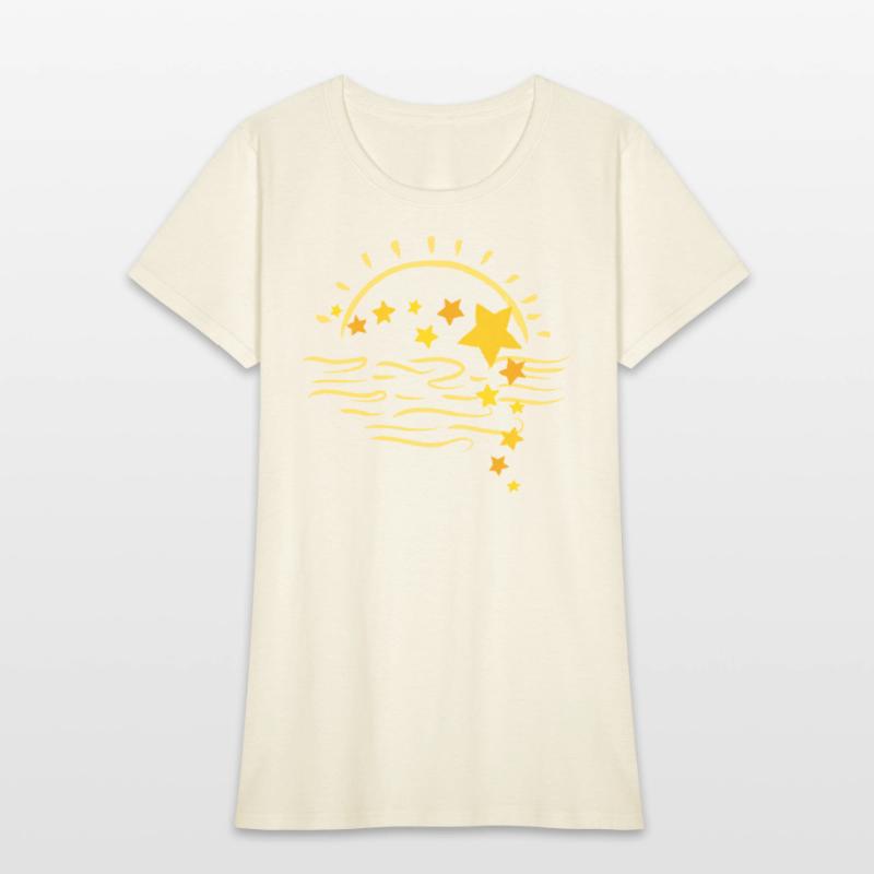 sun set view with golden colour and stars