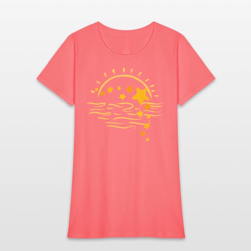 sun set view with golden colour and stars