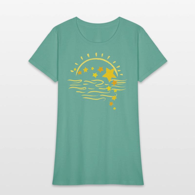 sun set view with golden colour and stars