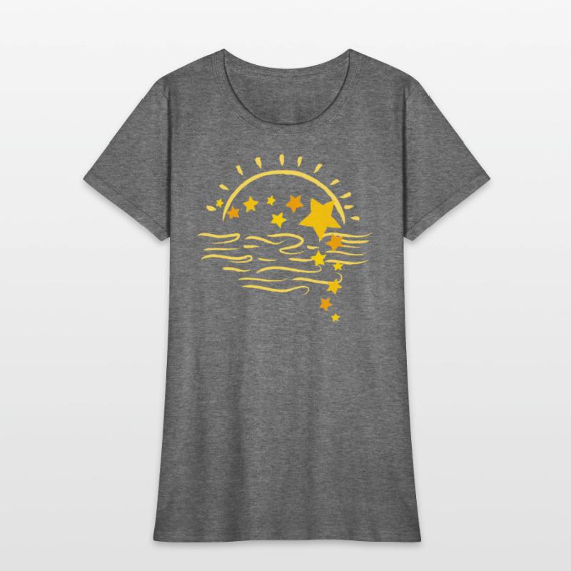 sun set view with golden colour and stars