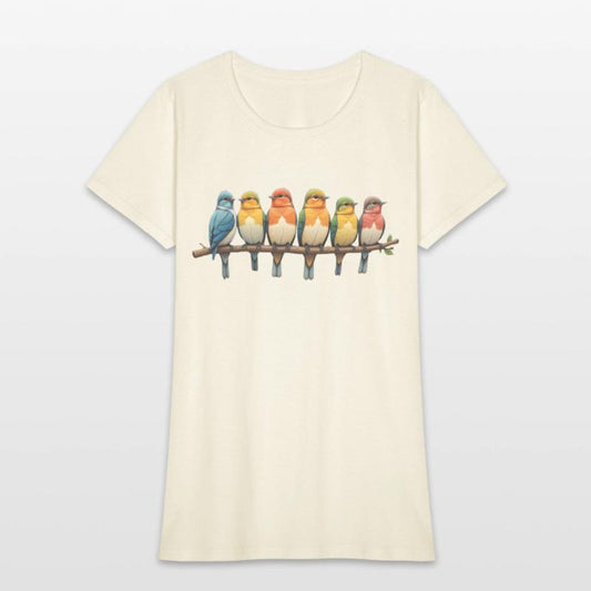 T-shirt with Colorful Birds on a Branch