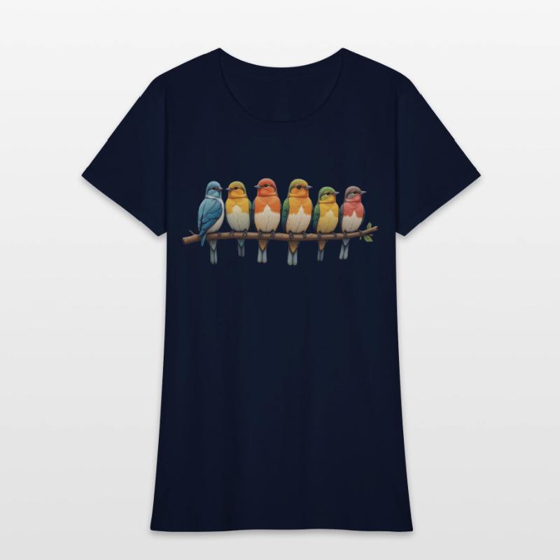 T-shirt with Colorful Birds on a Branch