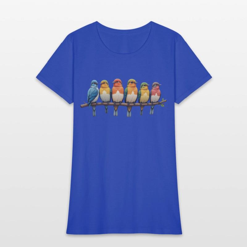 T-shirt with Colorful Birds on a Branch