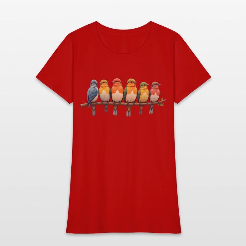 T-shirt with Colorful Birds on a Branch