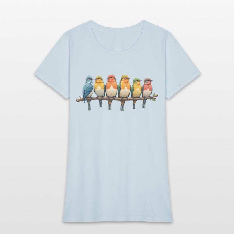 T-shirt with Colorful Birds on a Branch