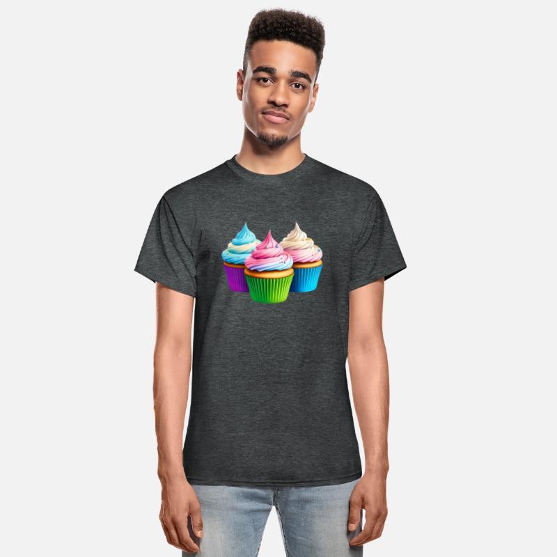 Three rainbow cupcakes