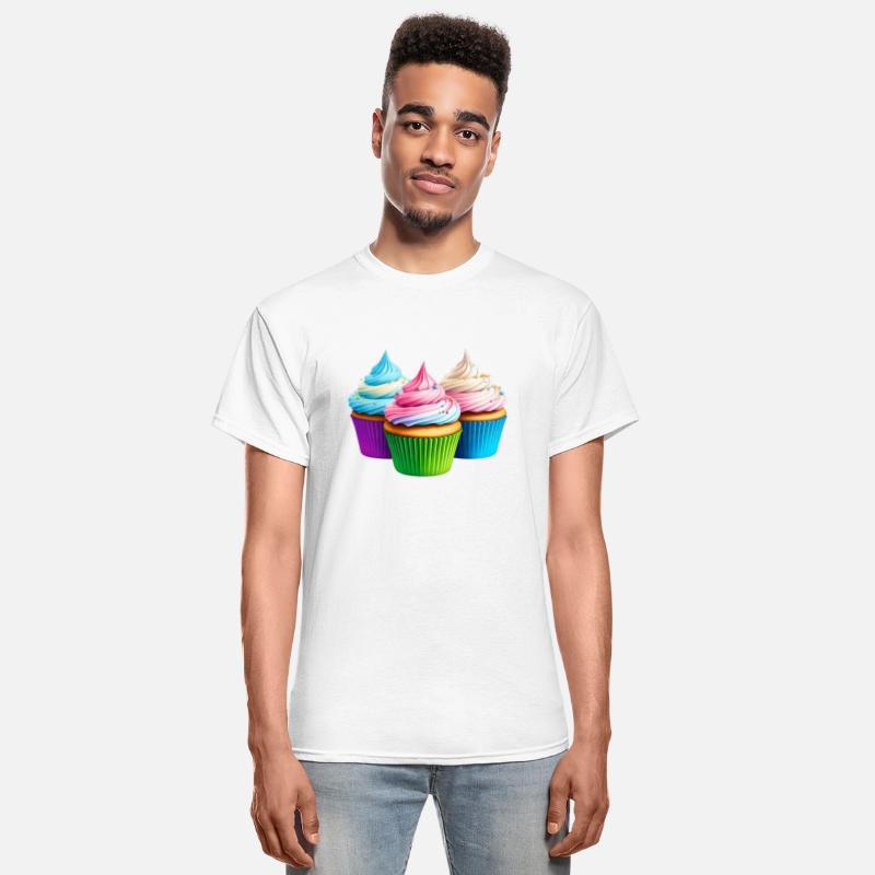 Three rainbow cupcakes