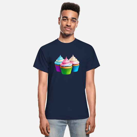 Three rainbow cupcakes