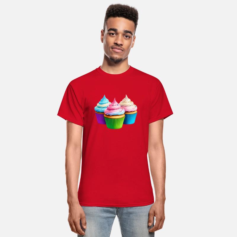 Three rainbow cupcakes