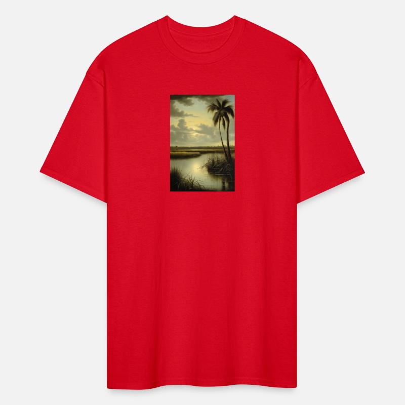 Tropical Landscape with Palm Tree and Water