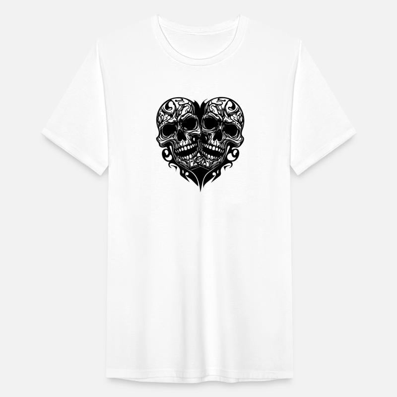 Two Skulls Heart Tribal Tattoo Style