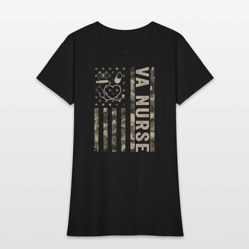 VA Nurse Camouflage Patriotic US Flag Nurse Life