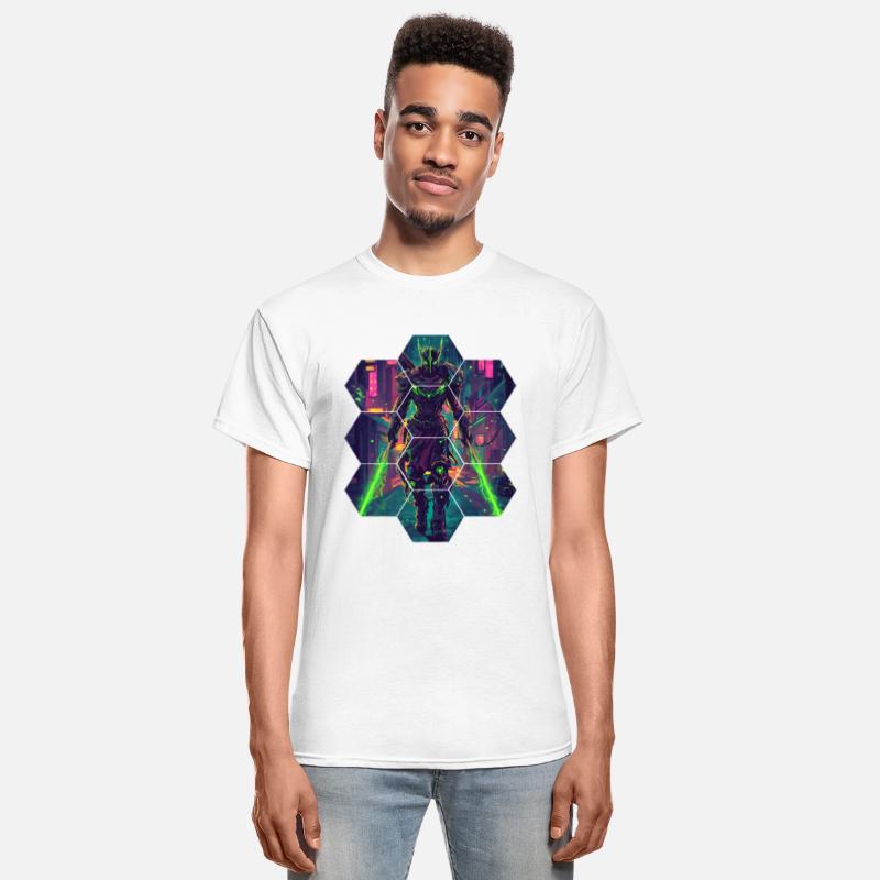 Warrior With Green Energy In Futuristic City