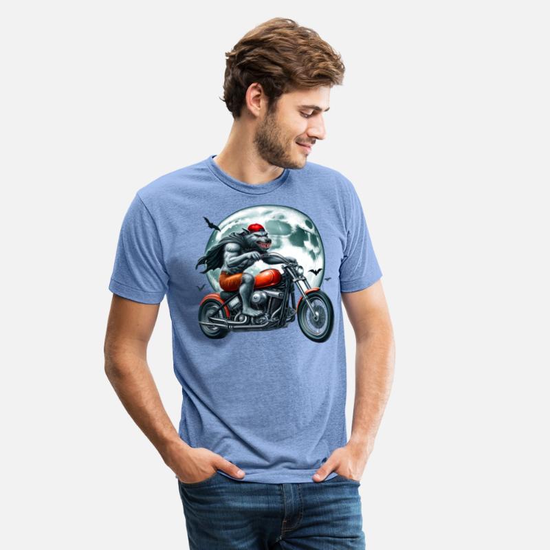Werewolf Biker Under Full Moon