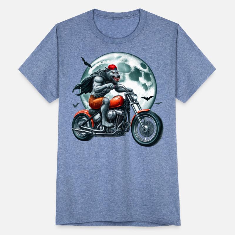 Werewolf Biker Under Full Moon