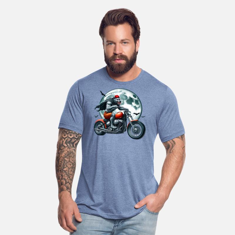 Werewolf Biker Under Full Moon