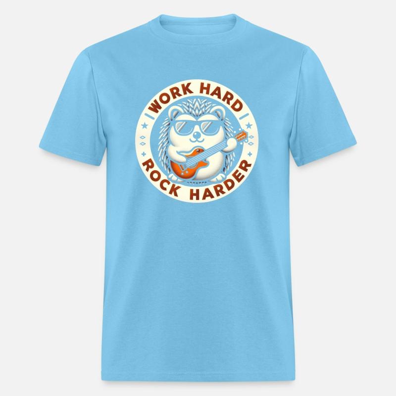 Work Hard Rock Harder Cool Hedgehog Guitar Design