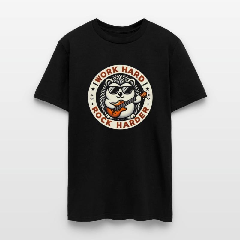 Work Hard Rock Harder Cool Hedgehog Guitar Design